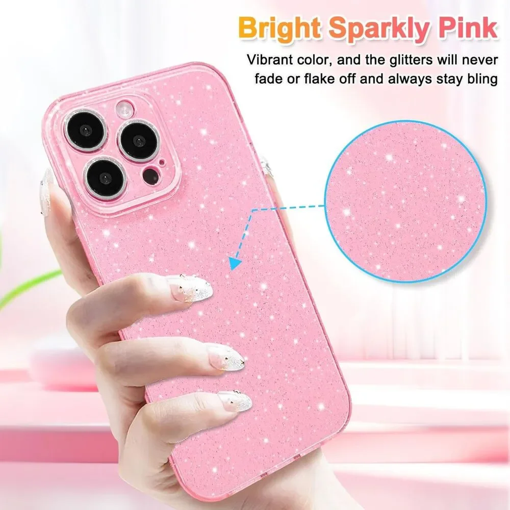 Hython Glitter Case for iPhone 16 Pro - Cute Sparkly Slim Bumper Cover
